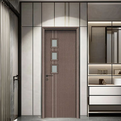 Un buon prezzo. Porta in vetro in WPC ecologica con un design a nucleo cavo resistente e una superficie di pellicola in PVC per un'installazione facile in linea