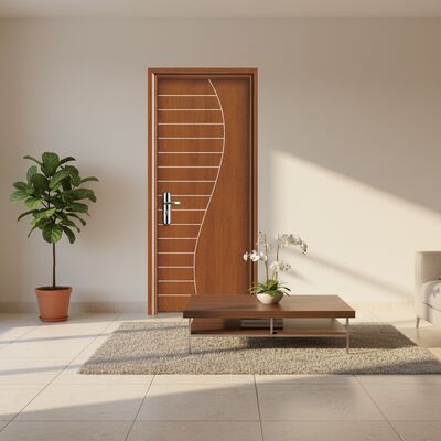 Porta interna in WPC cava progettata per interni con materiale composito resistente all'umidità e aspetto moderno ed elegante per varie stanze